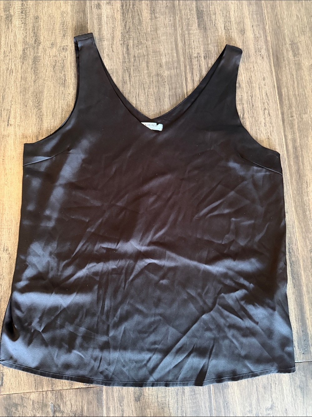 Satin V-Neck Tank Top in Black by LOFT